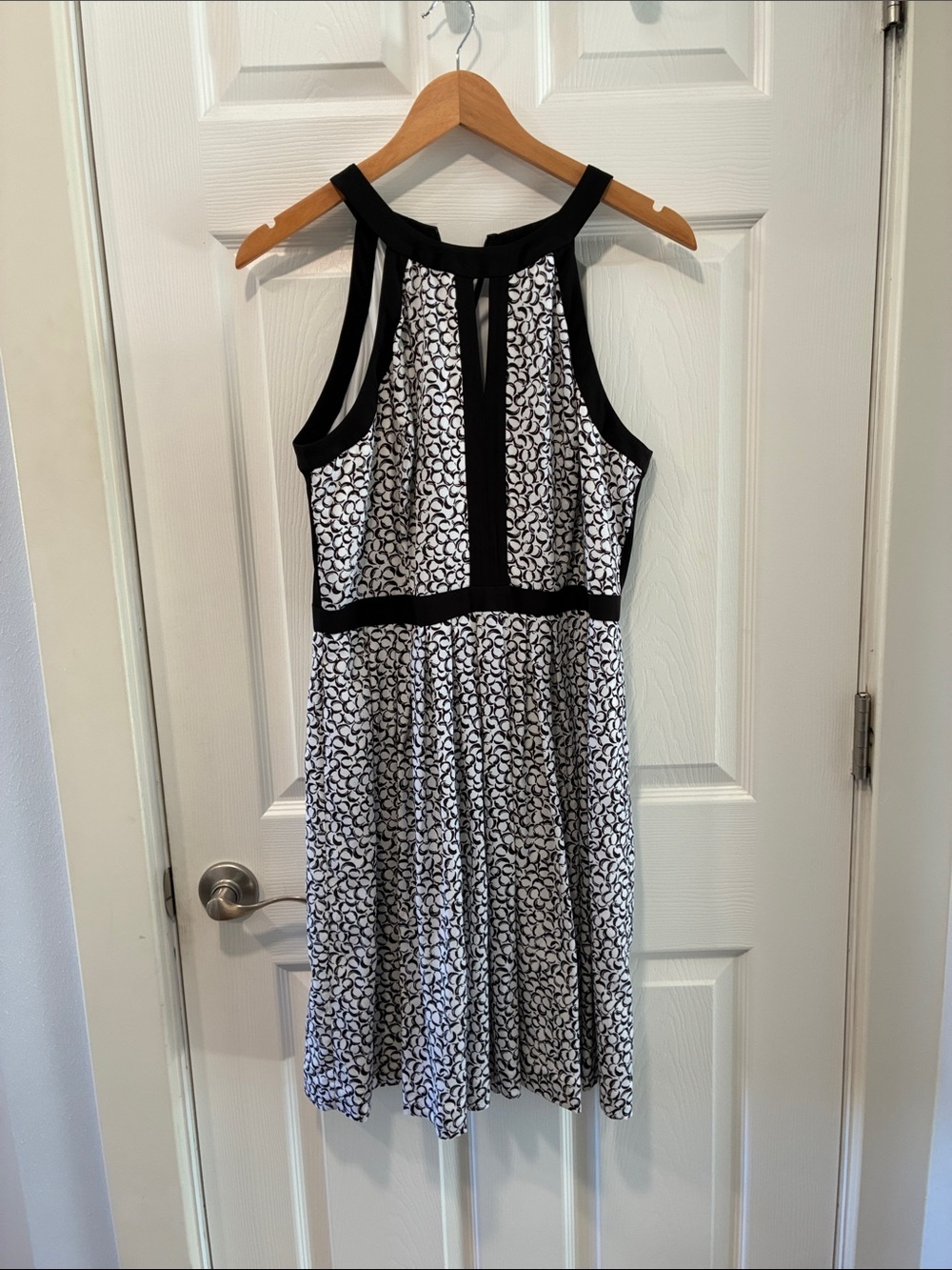 White House Black Market Black & White Printed Halter Dress